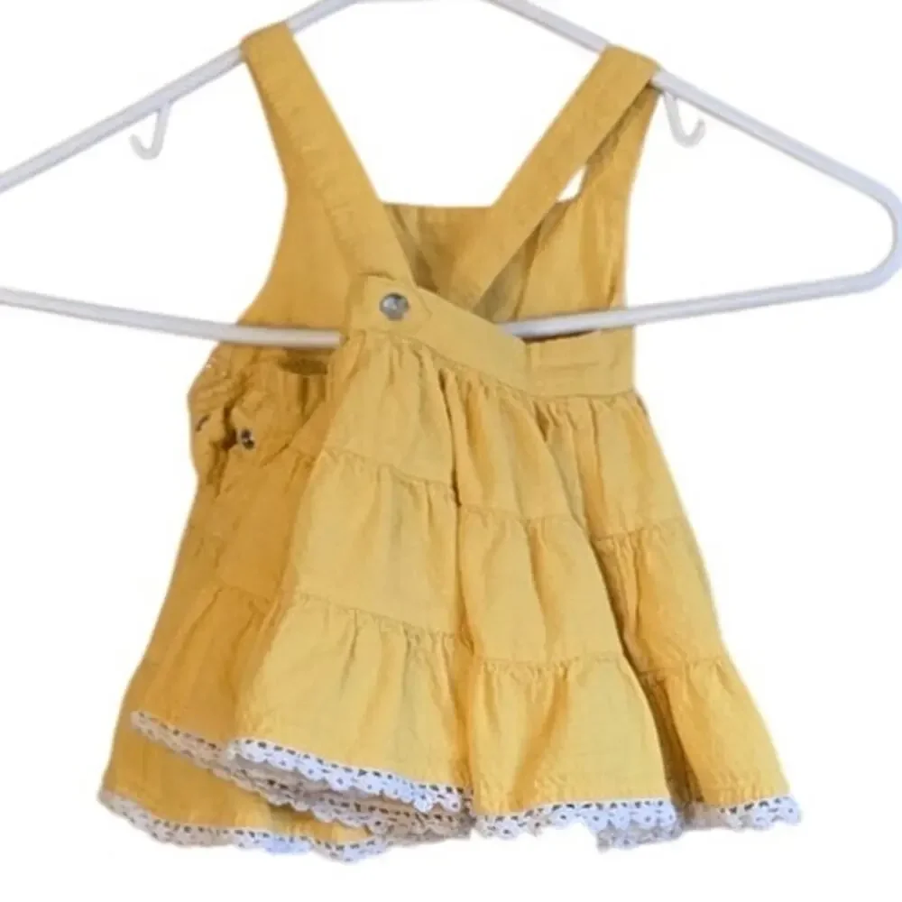 Tommy Bahama yellow 100% cotton floral embroidered girls drees size 12m